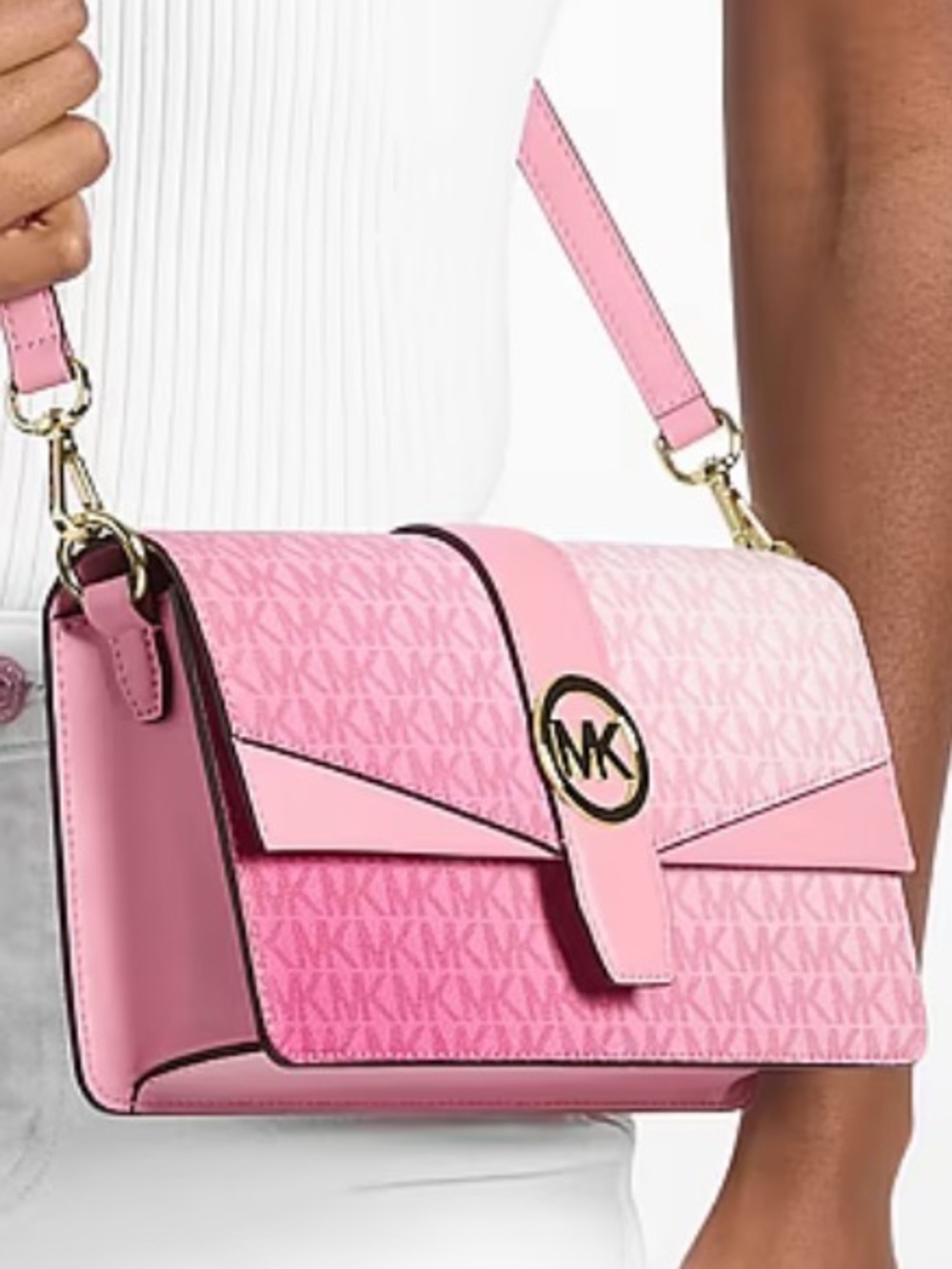 MICHAEL KORS Greenwich Md Ombré Signatur Logo Convertible Shoulder
Carnation
NWT - Picture 14 of 16